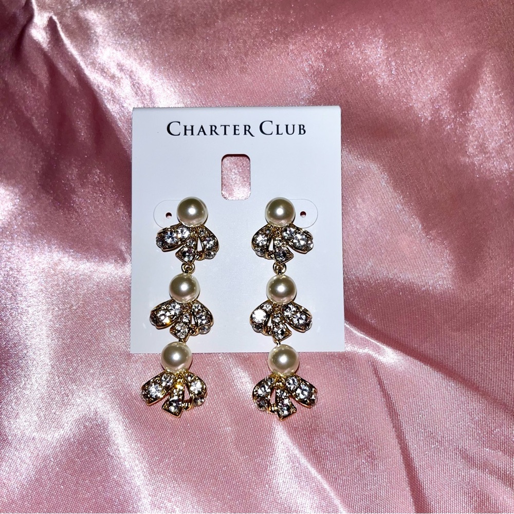 NWT Charter Club - Gold and Pearl Drop Earrings